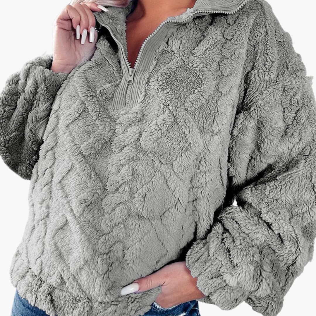 Pull polar oversize para mujer con cuello alto y textura acolchada