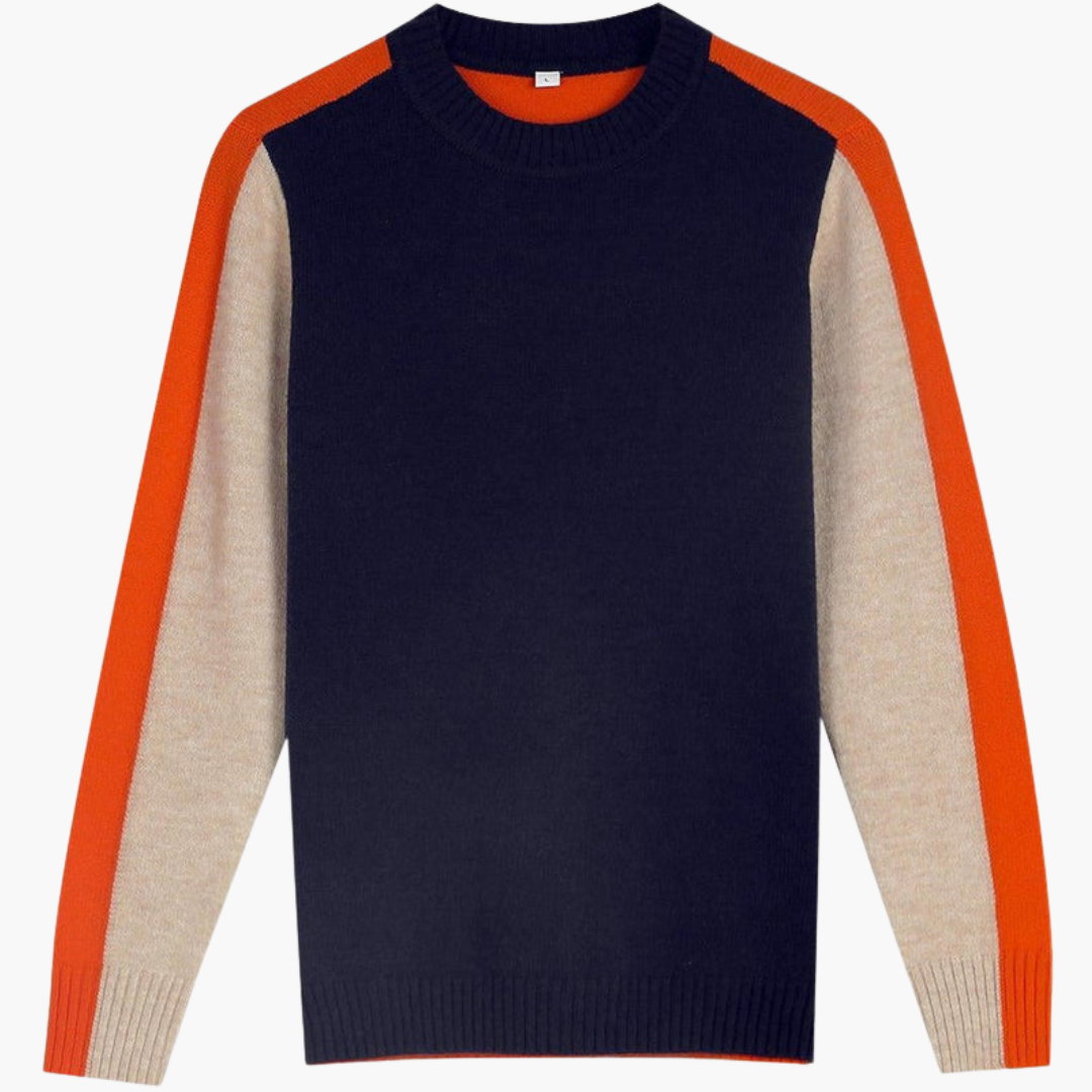 Maglione da donna con maniche a contrasto e orlo a coste