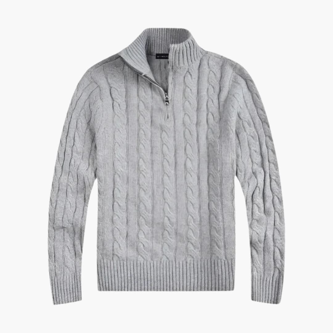 Pull pour homme avec demi-zip et surface torsadée