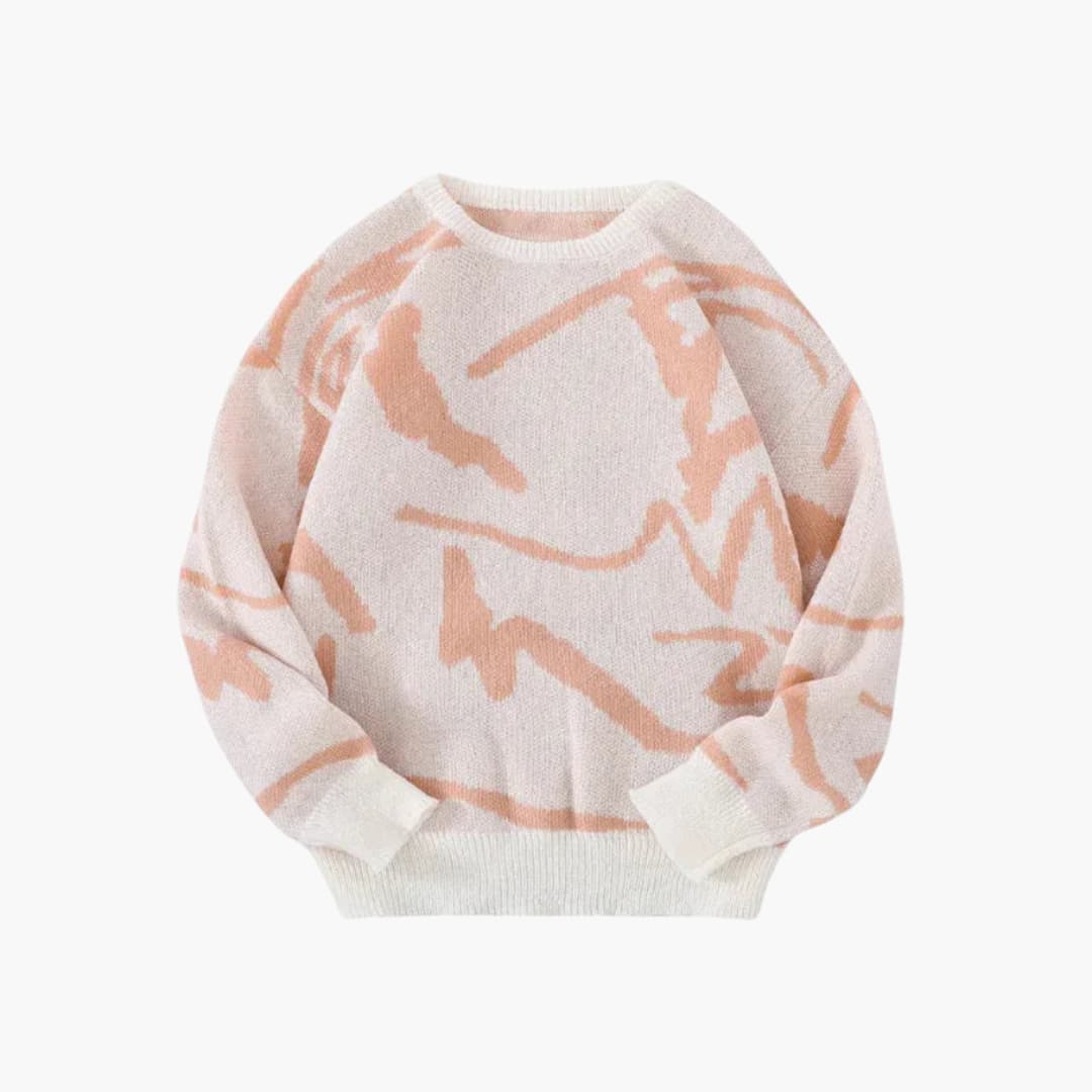 Pull homme avec imprimé abstrait et finitions côtelées