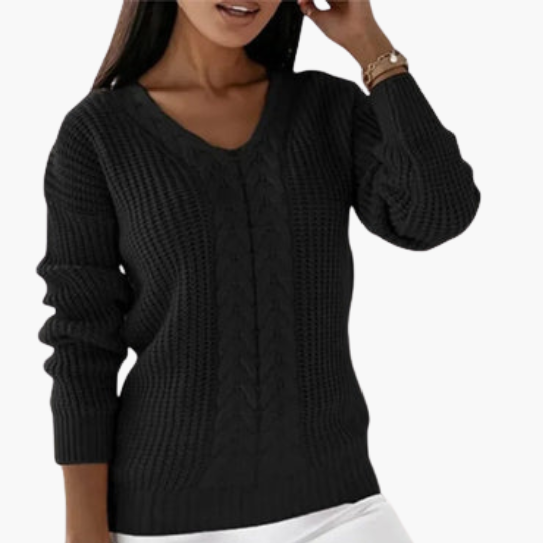 Pull tricoté à col en V pour femme