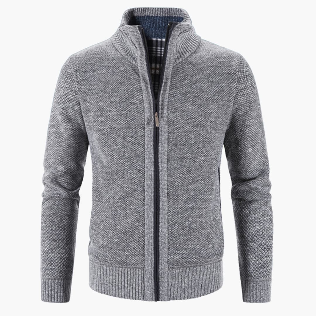 Pull zippé homme à col montant et poches latérales