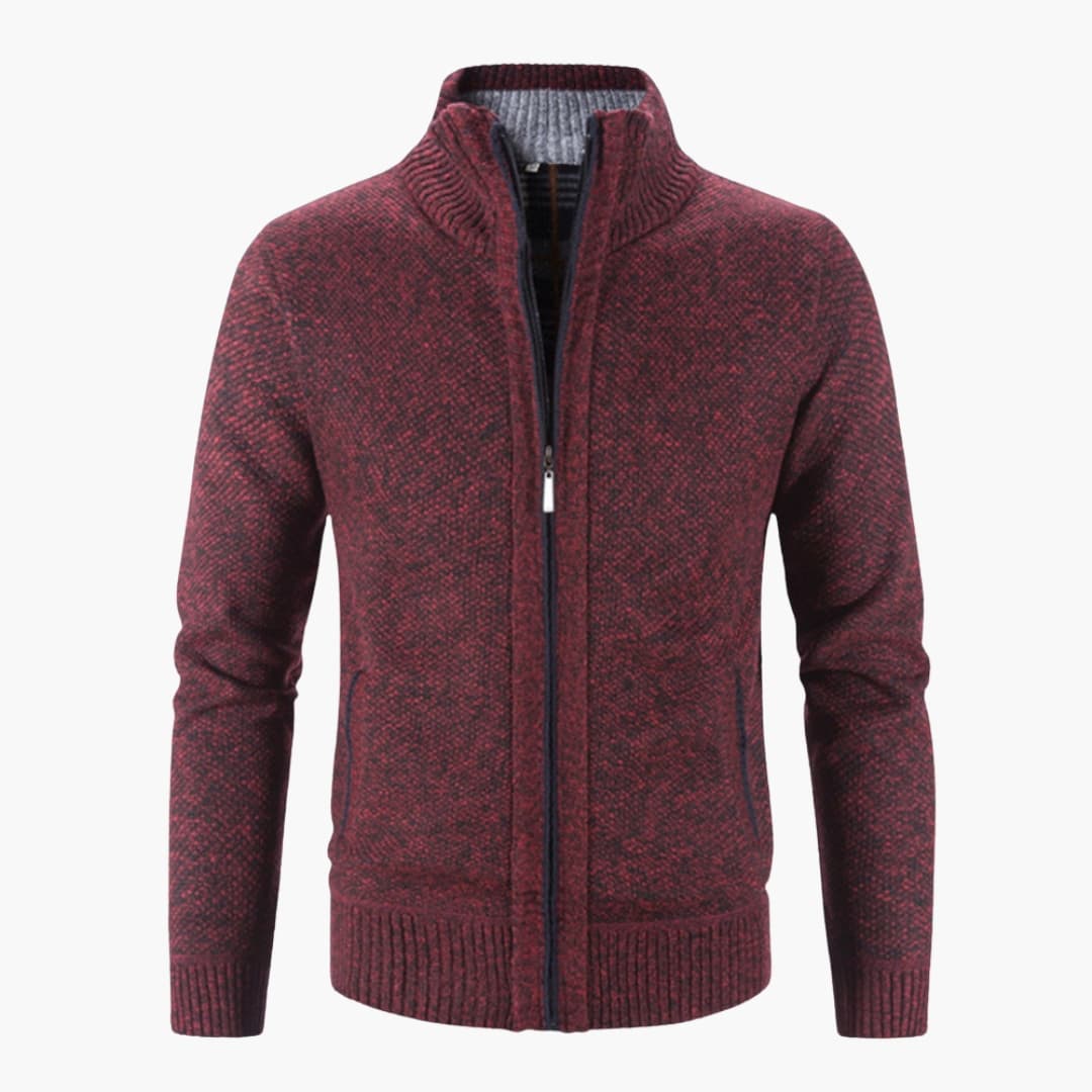 Pull zippé homme à col montant et poches latérales