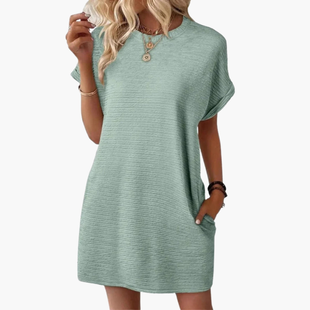 Vestito corto donna con maniche risvoltate
