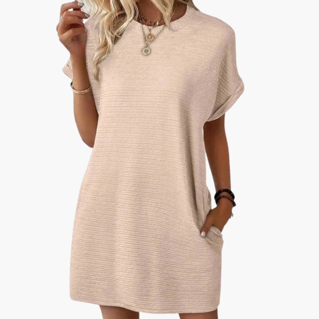 Vestito corto donna con maniche risvoltate