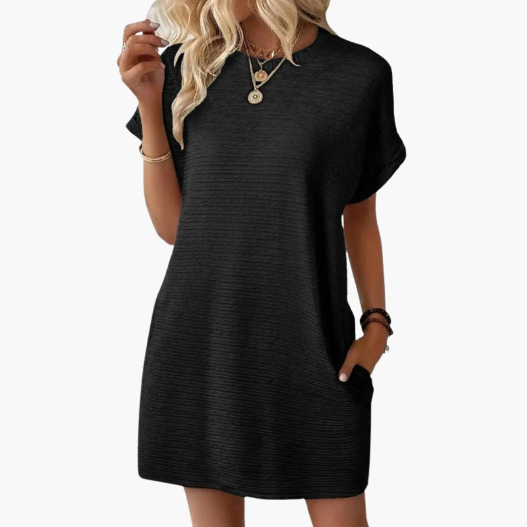 Vestito corto donna con maniche risvoltate