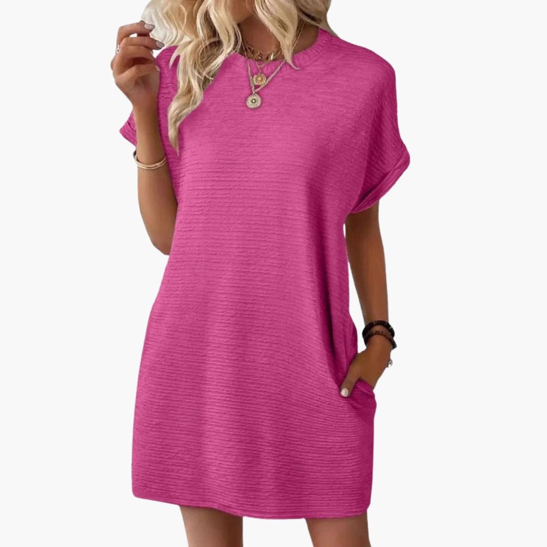 Vestito corto donna con maniche risvoltate