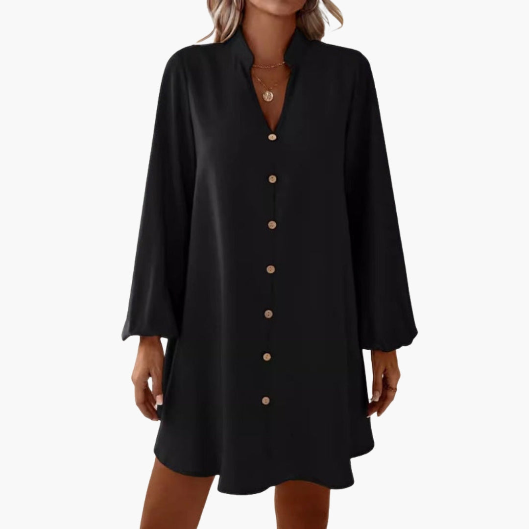 Vestito corto donna con patta di bottoni