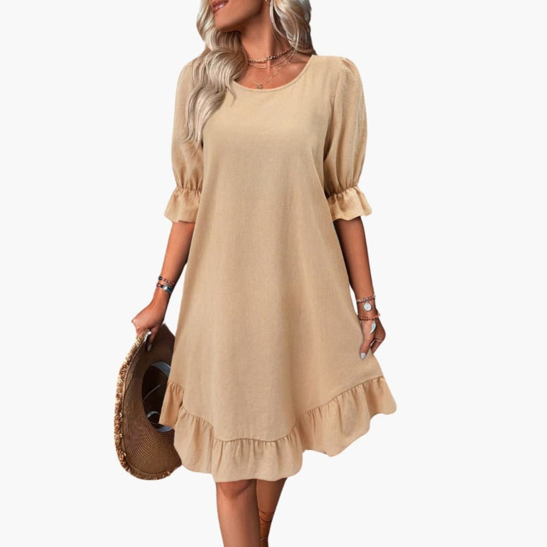 Robe Femme à Volants avec Manches Bouffantes