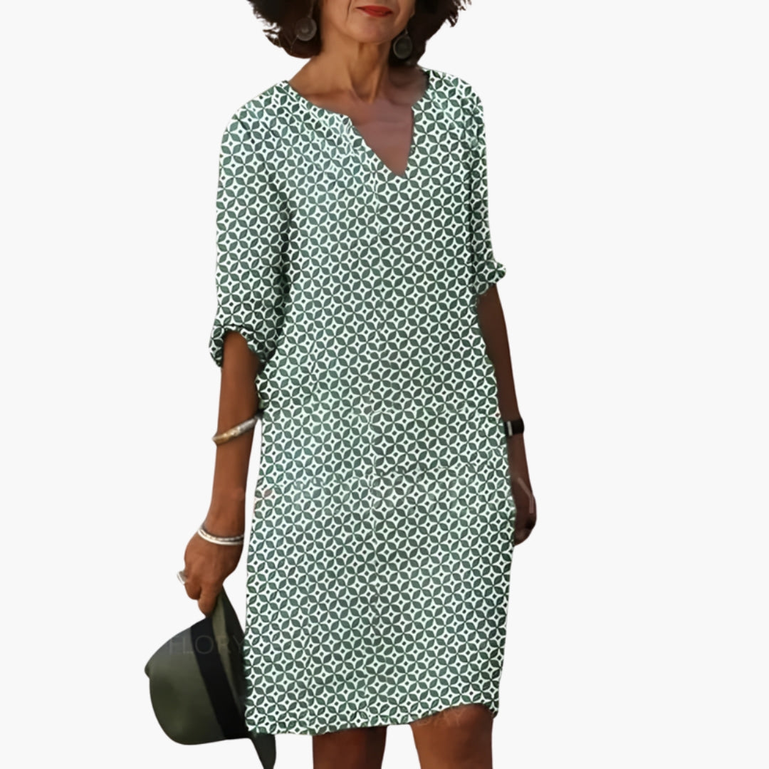 Damenkleid mit V-Ausschnitt und Ärmeln