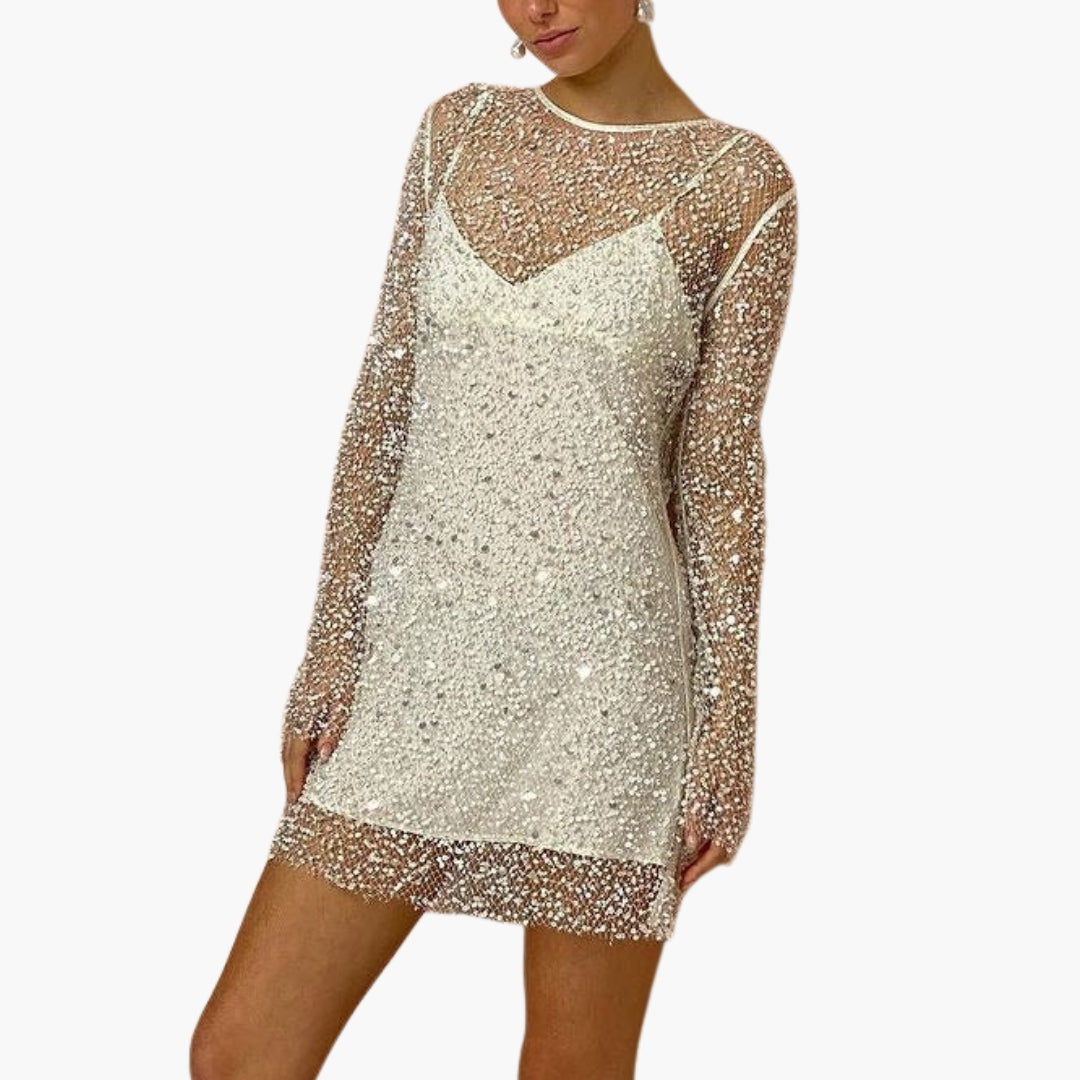 Robe Femme avec Tulle et Manches Longues