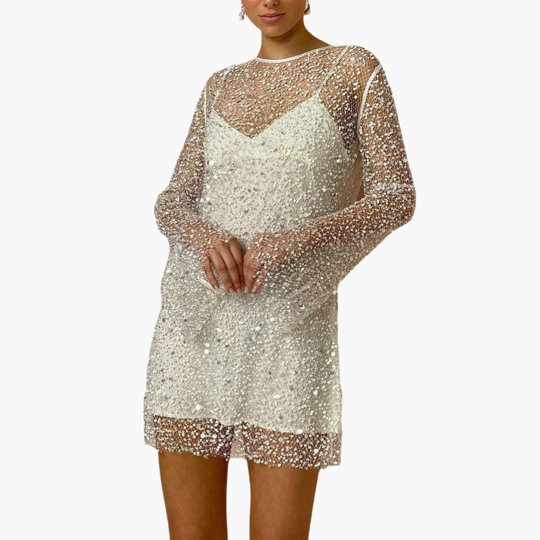 Robe Femme avec Tulle et Manches Longues