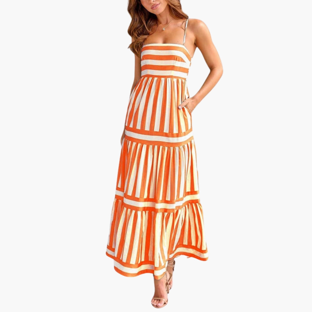 Maxi Dress for Women with Straps and Pockets