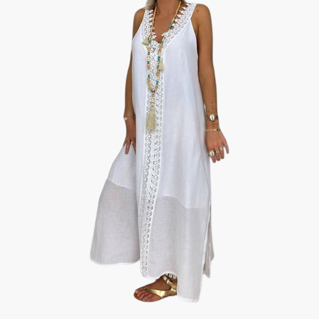 Women's Maxi Beach Dress with Lace Panel