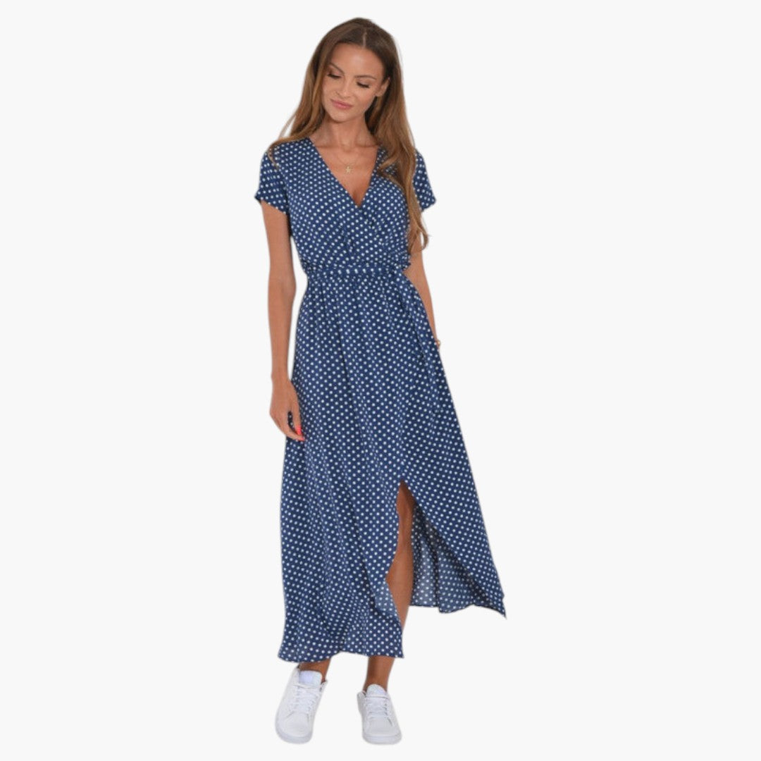 Robe Midi Femme avec Surface Imprimée et Encolure en V