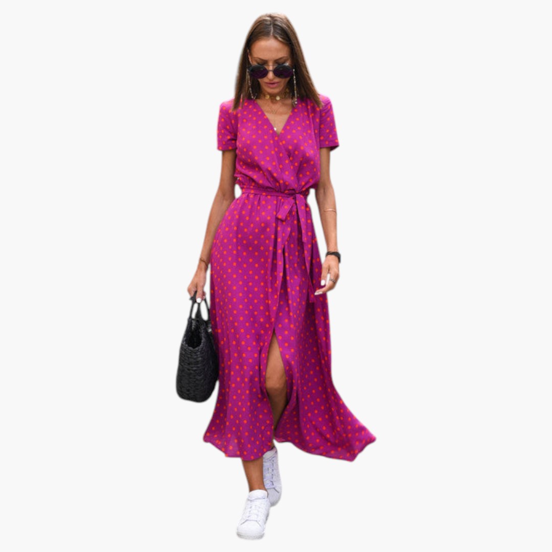 Robe Midi Femme avec Surface Imprimée et Encolure en V