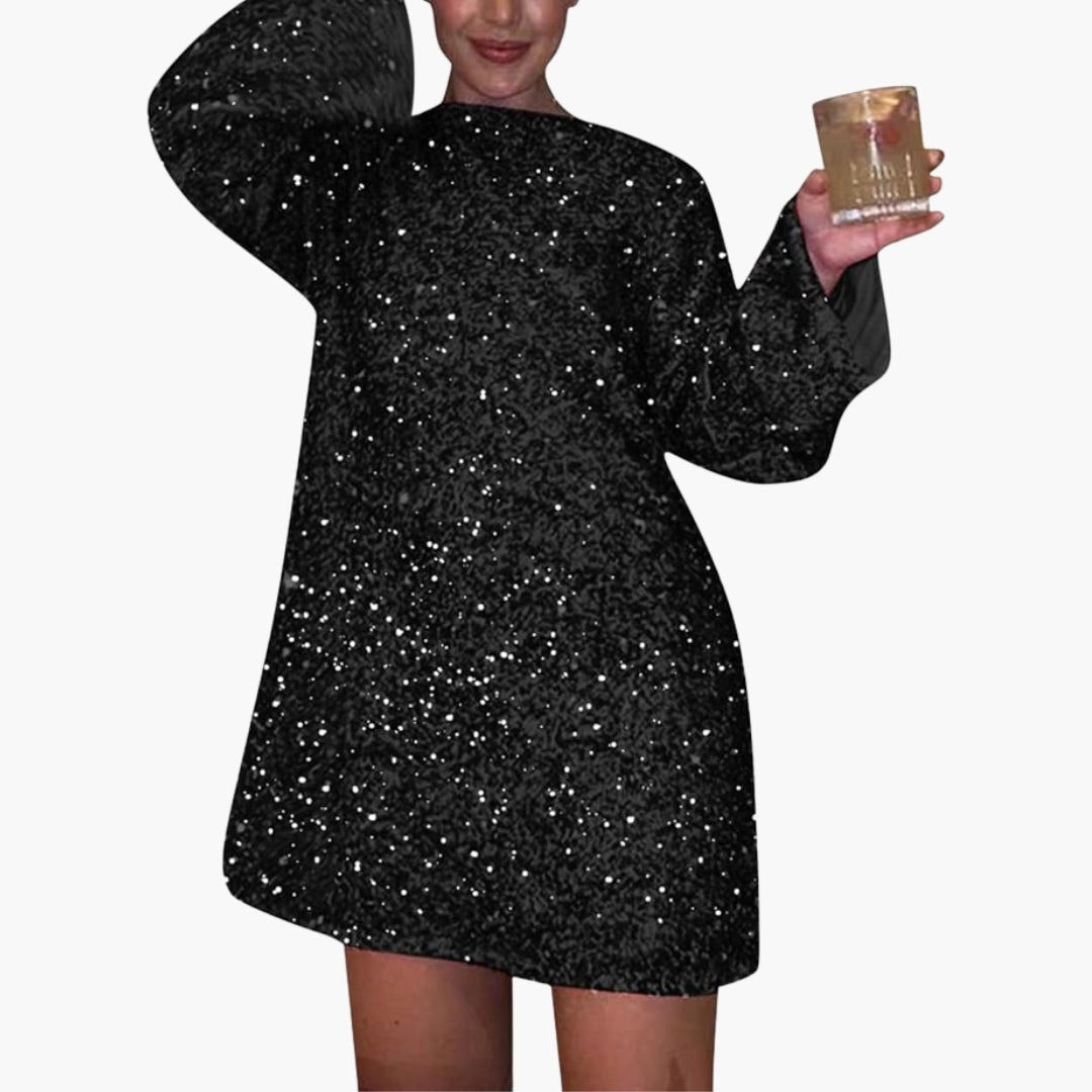 Robe Mini Femme à Sequins avec Dos Ouvert
