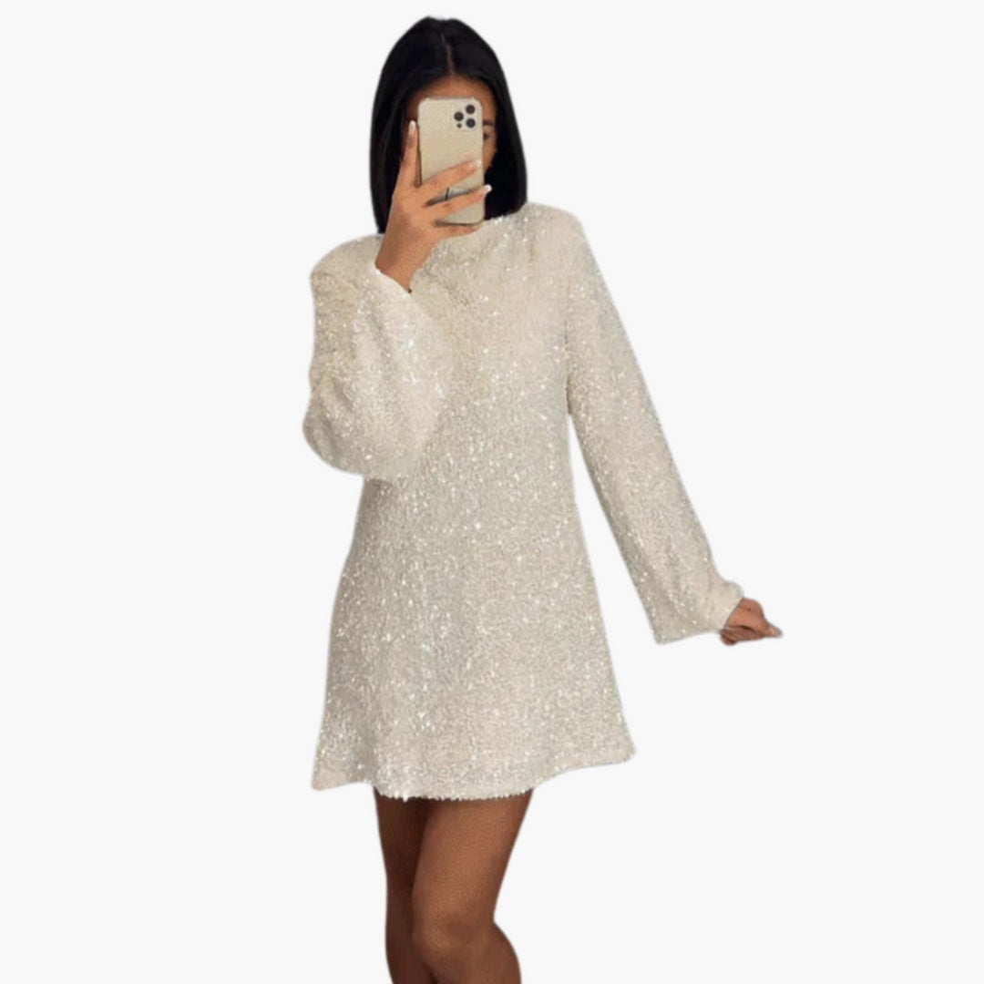 Robe Mini Femme à Sequins avec Dos Ouvert
