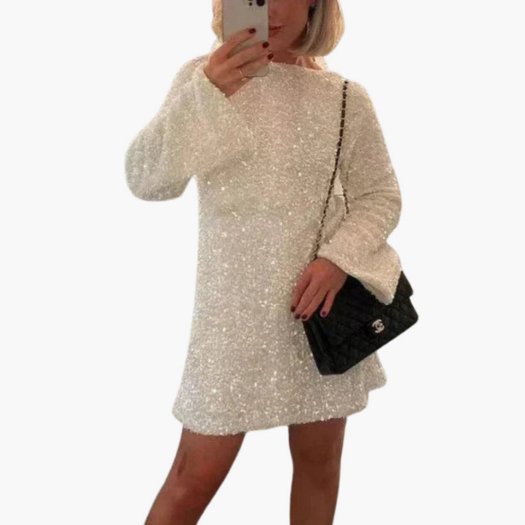 Robe Mini Femme à Sequins avec Dos Ouvert