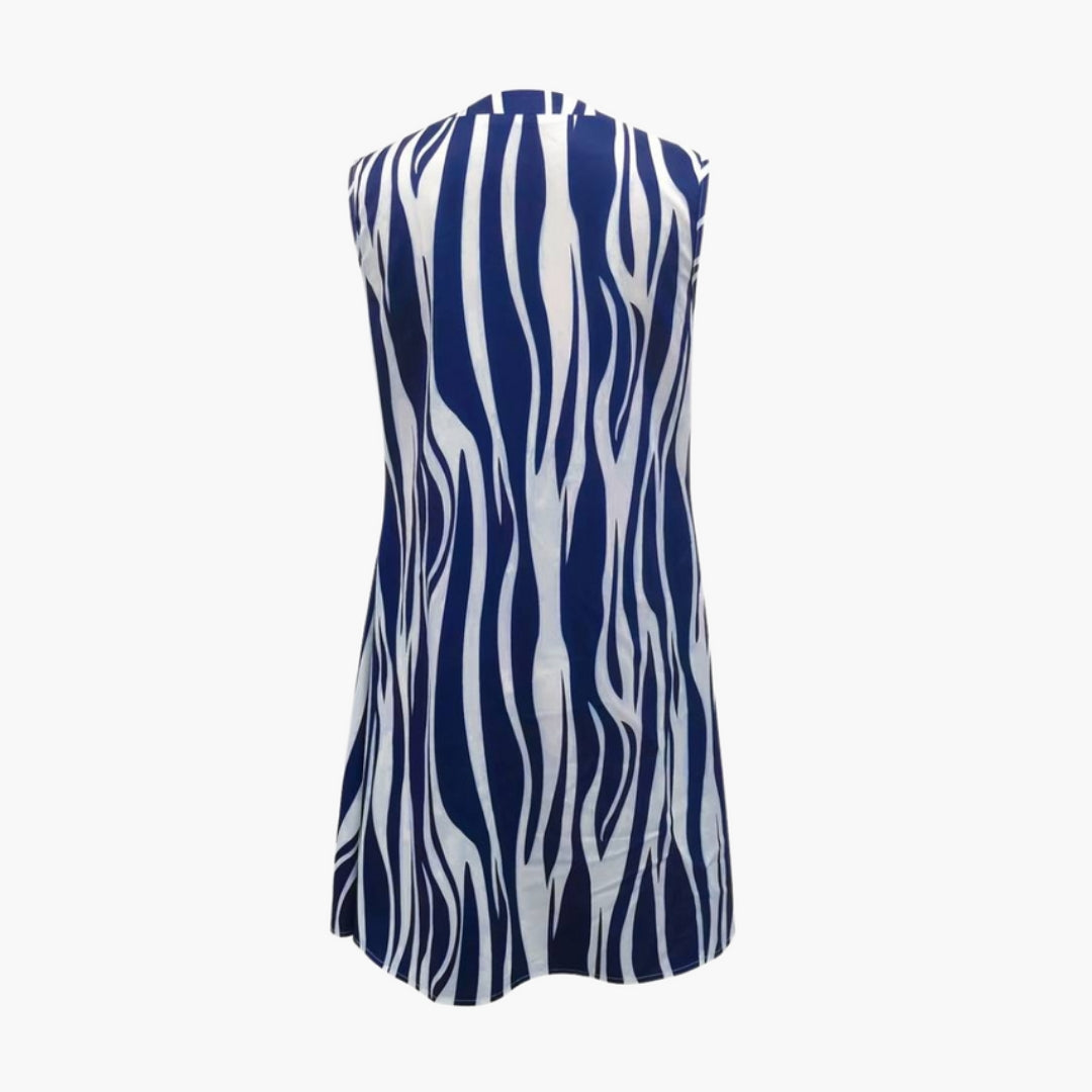 Vestito corto da donna con scollo a V e senza maniche