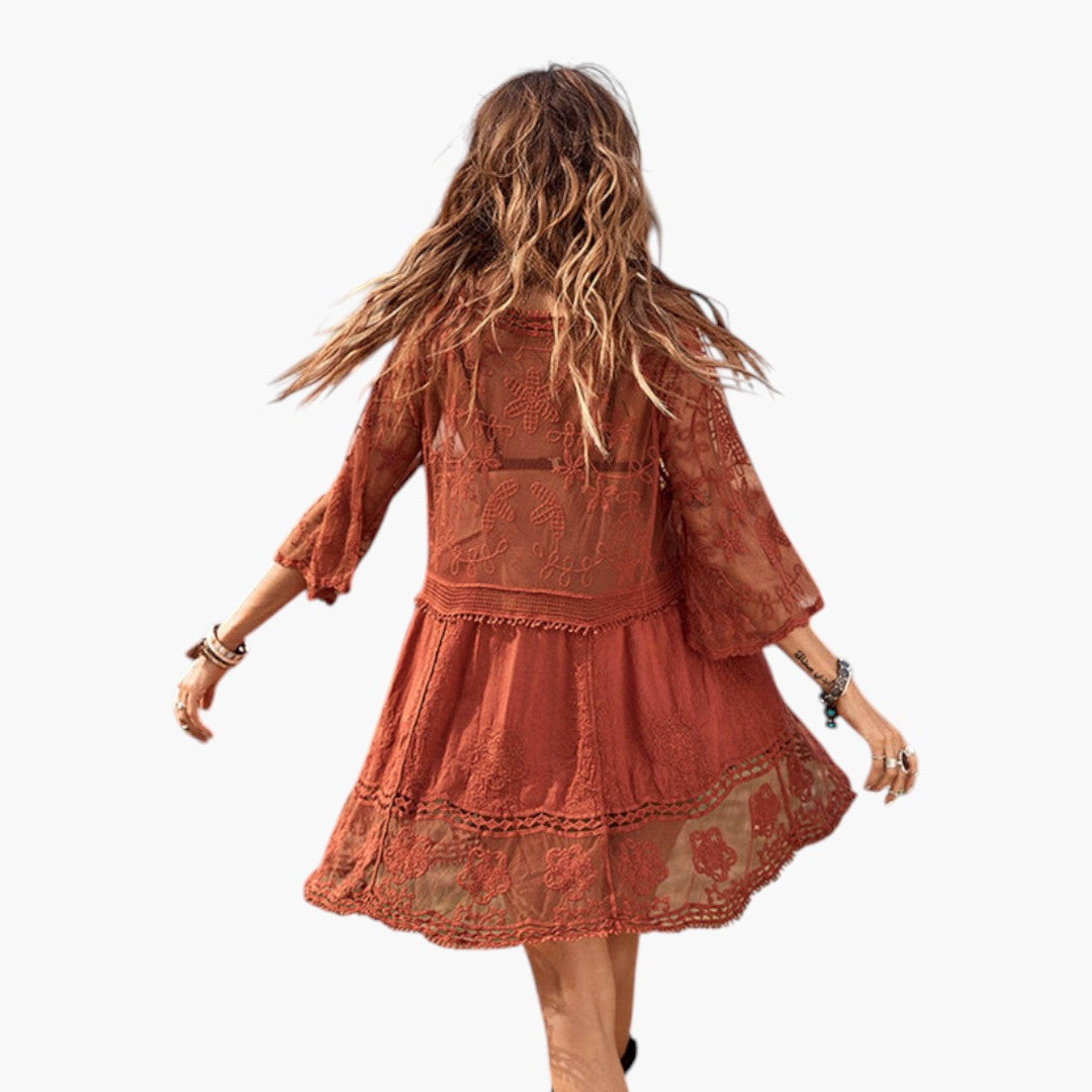 Abito Mini Donna con Pizzo e Taglio Ampio