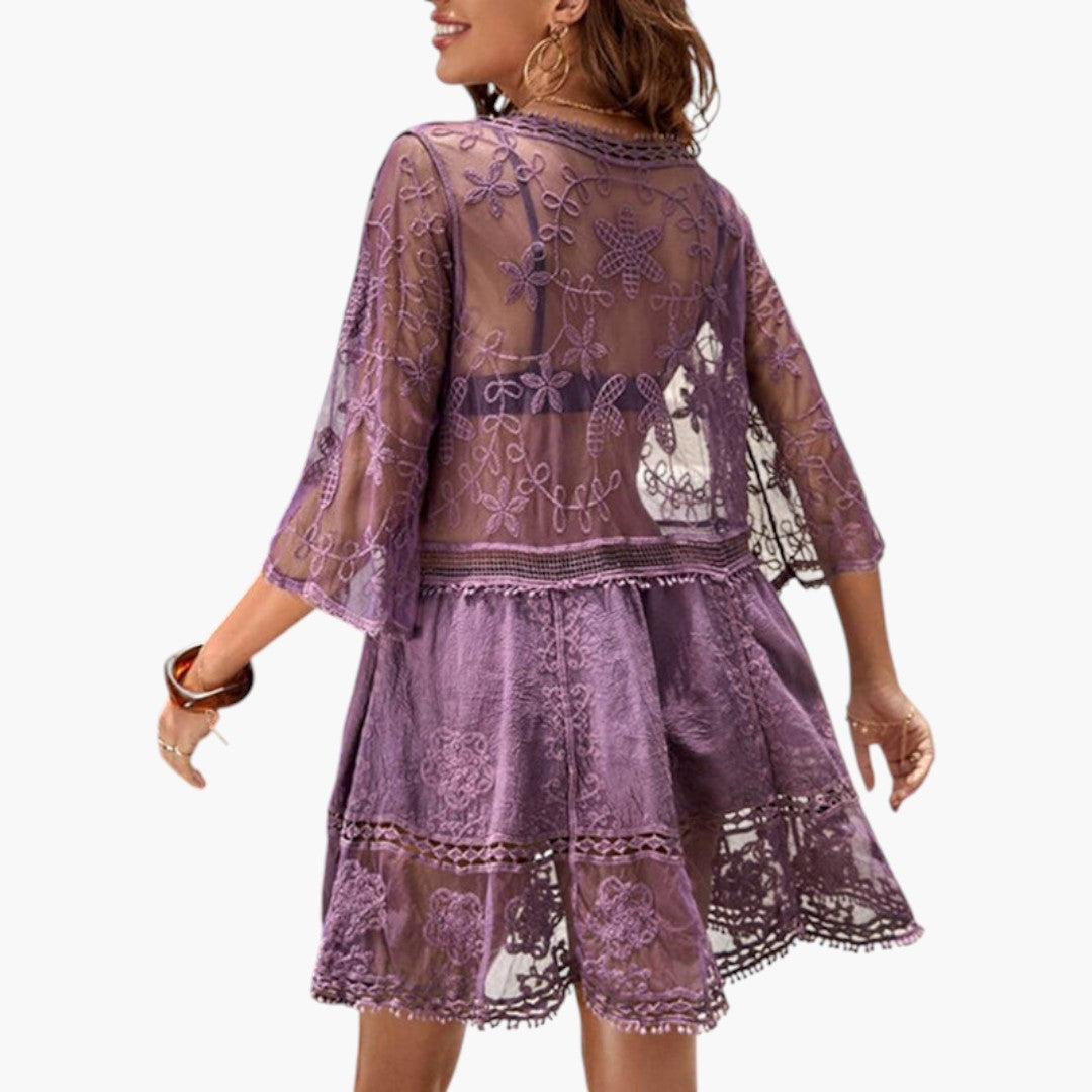 Abito Mini Donna con Pizzo e Taglio Ampio