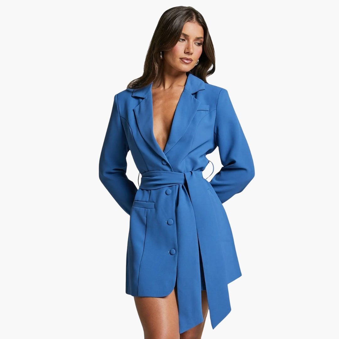 Robe blazer femme avec col à revers et ceinture