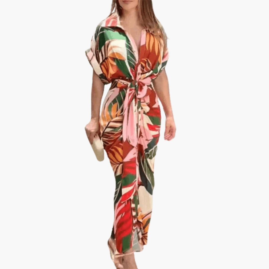 Robe chemise femme avec ceinture et boutonnage devant