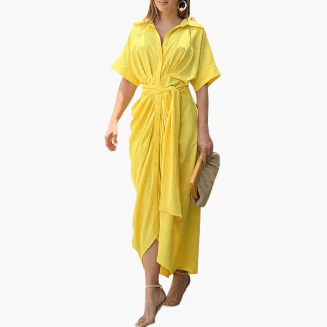Robe chemise femme avec ceinture et boutonnage devant