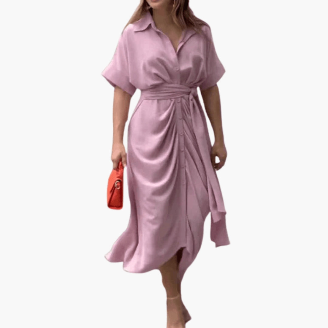 Robe chemise femme avec ceinture et boutonnage devant