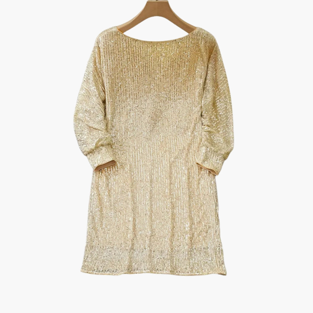 Vestito corto con paillettes da donna con spalle scoperte