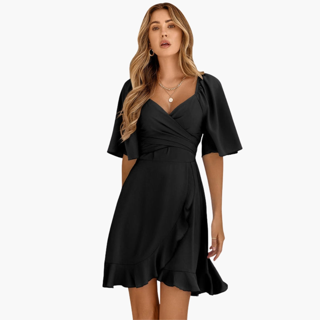 Robe curta para senhora com decote em V