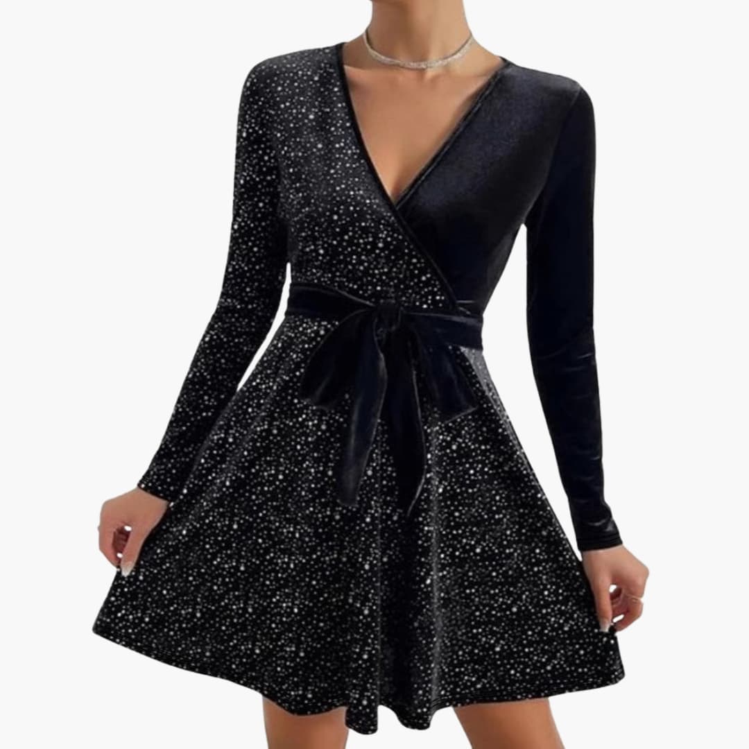Robe de cocktail pour femme avec encolure en V et détail croisé