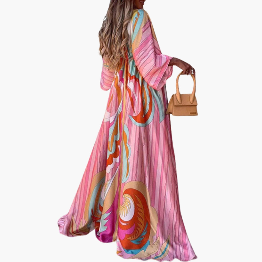 Vestito da spiaggia donna con motivo stampato e vita con coulisse