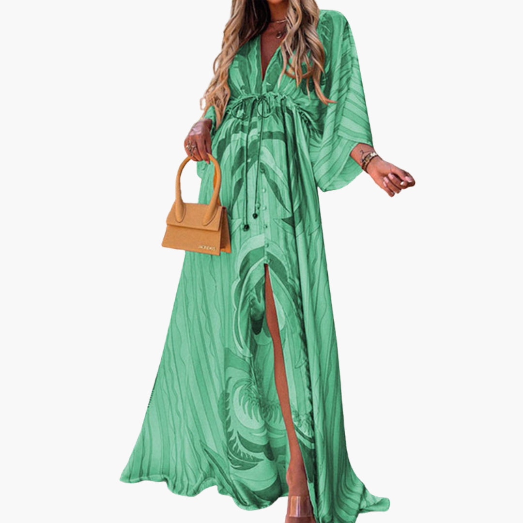 Vestito da spiaggia donna con motivo stampato e vita con coulisse