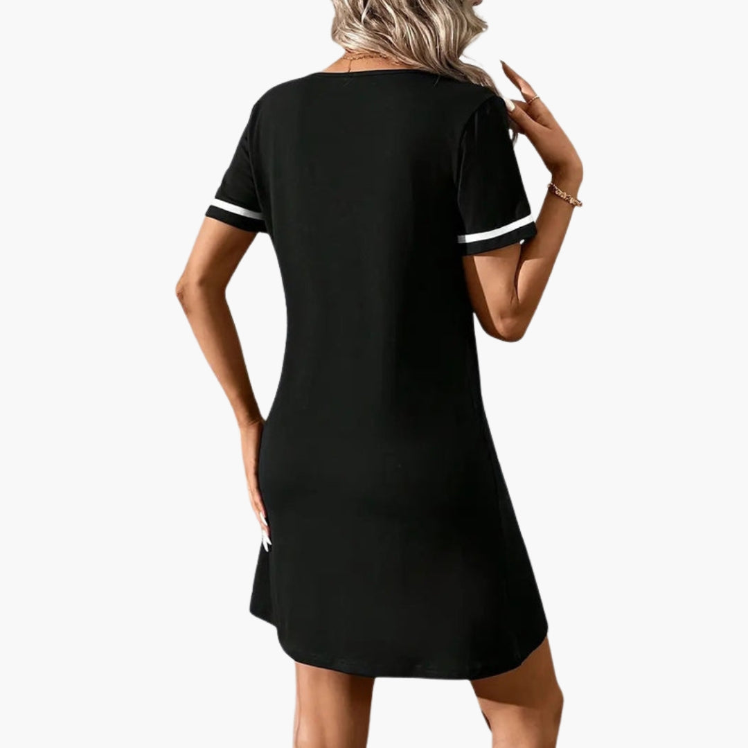 Damenkleid mit V-Ausschnitt und kurzen Ärmeln