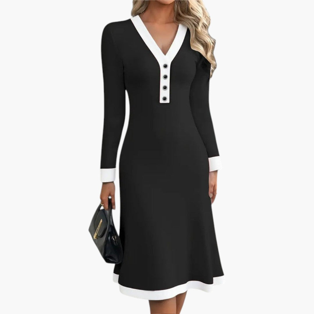 Women's dress with buttons and long sleeves
