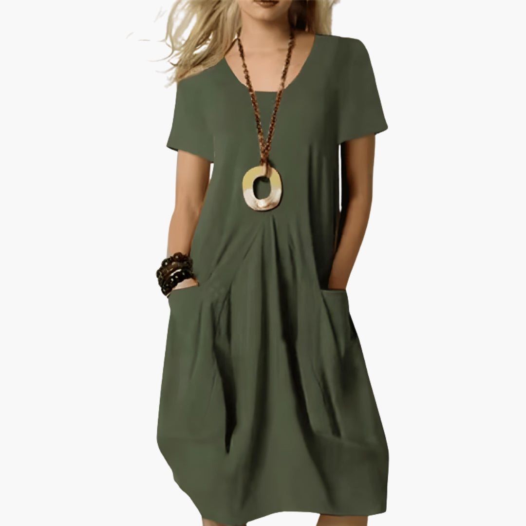 Damenkleid mit Bauchpaneel und Taschen