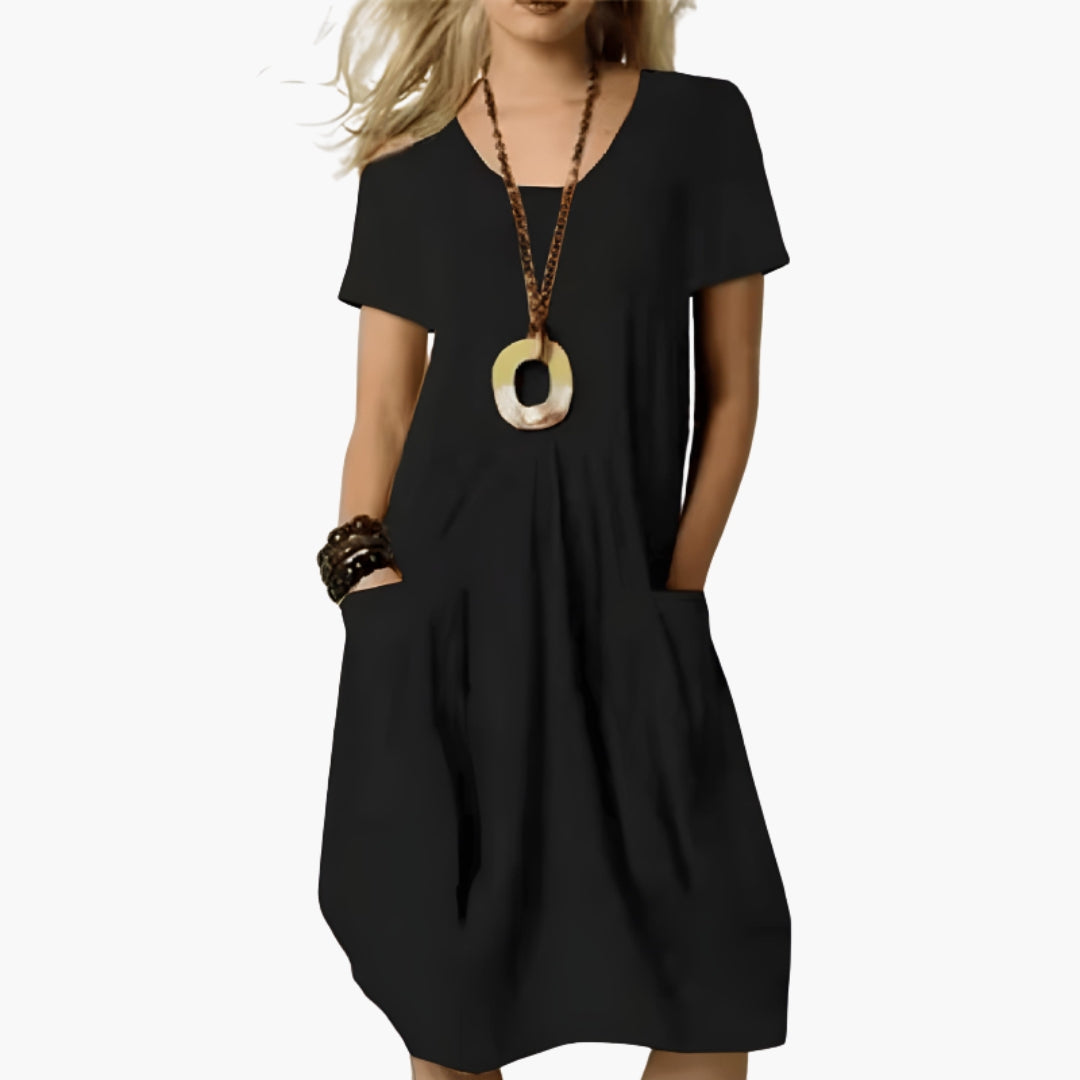 Damenkleid mit Bauchpaneel und Taschen