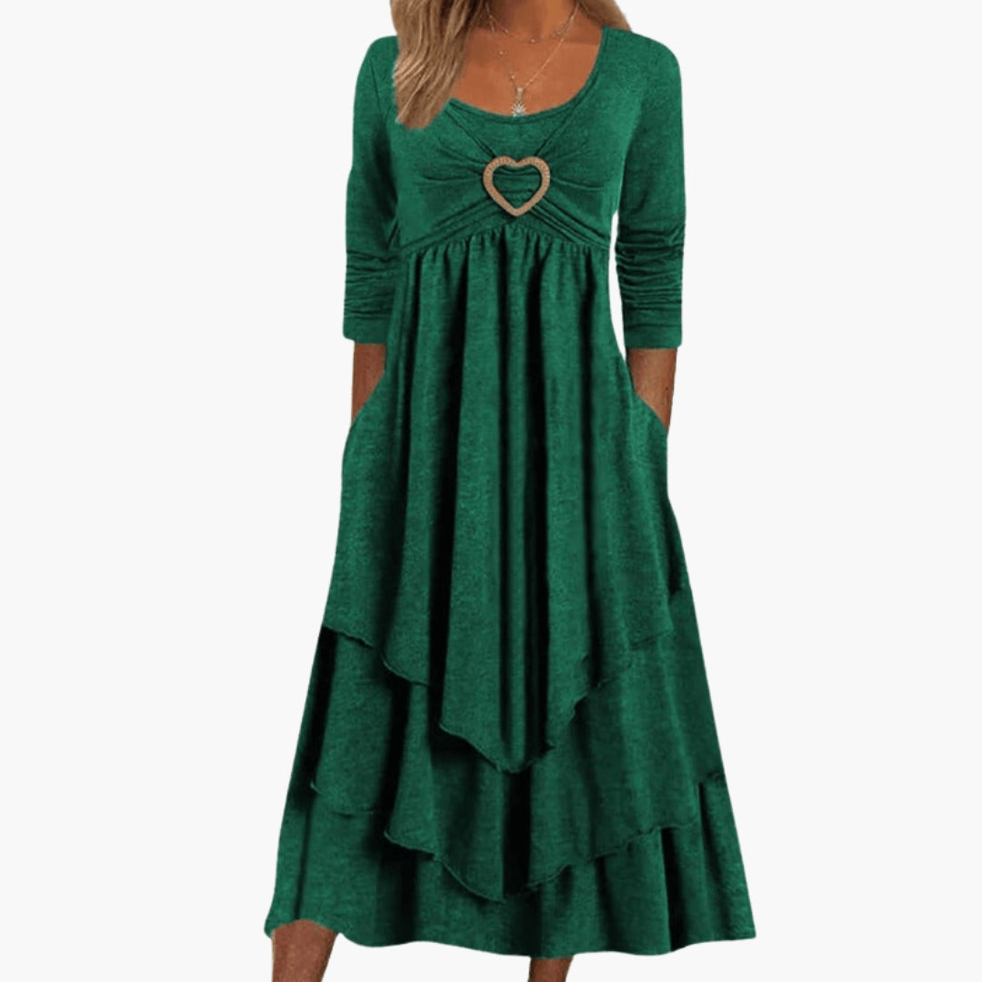 Abito donna con scollo ampio e maniche lunghe