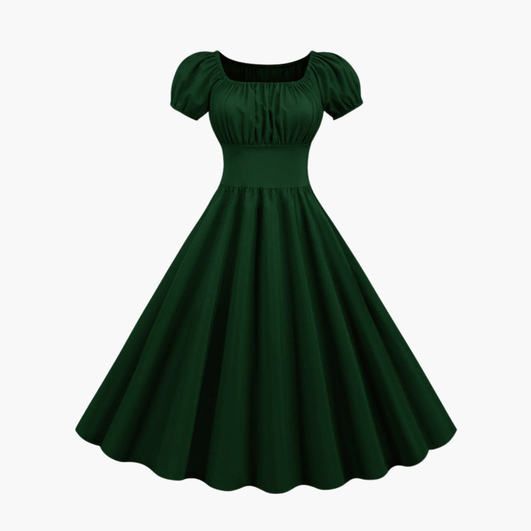 Kleid für Damen mit ausgestelltem Schnitt und Puffärmeln
