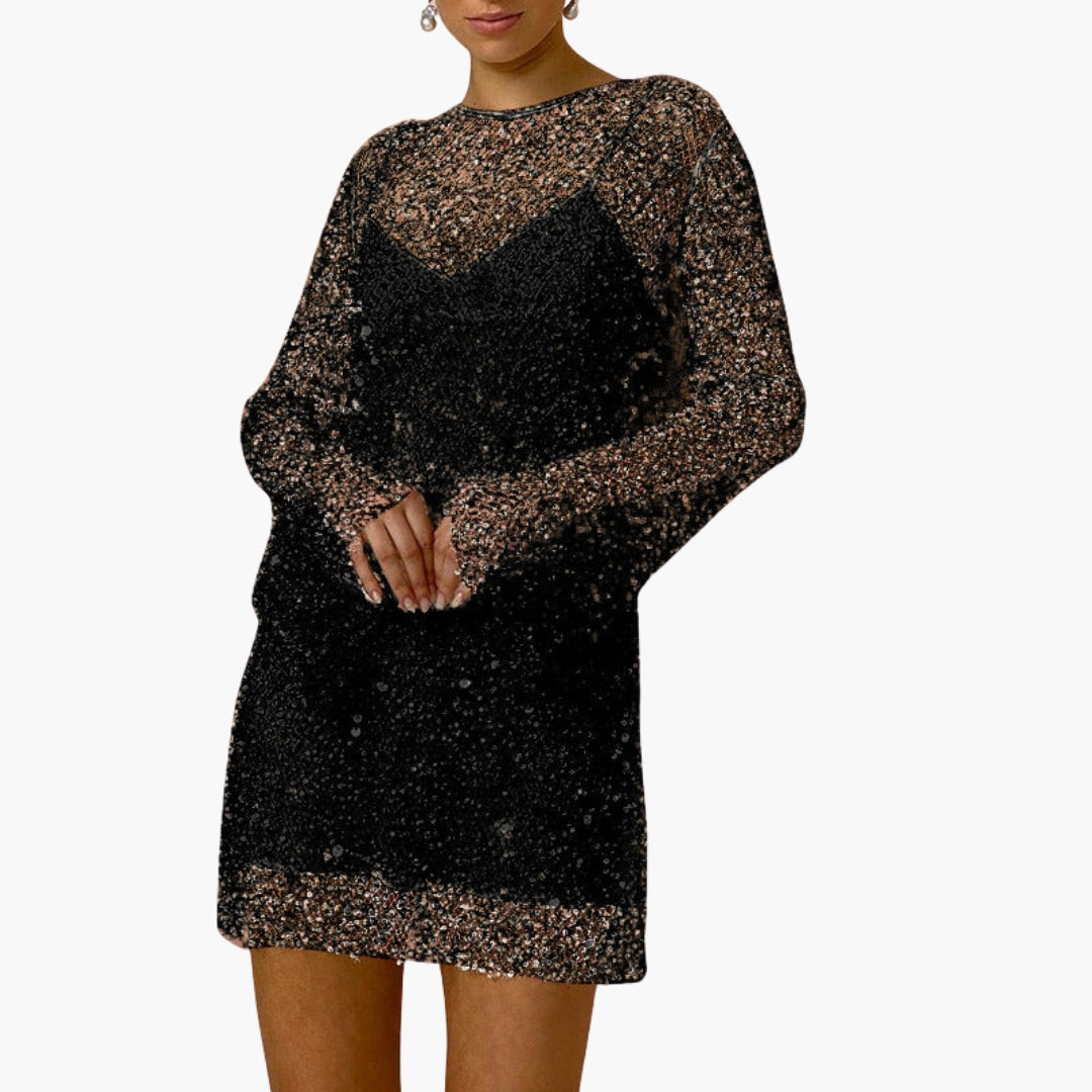 Abito donna due pezzi in rete con maniche lunghe