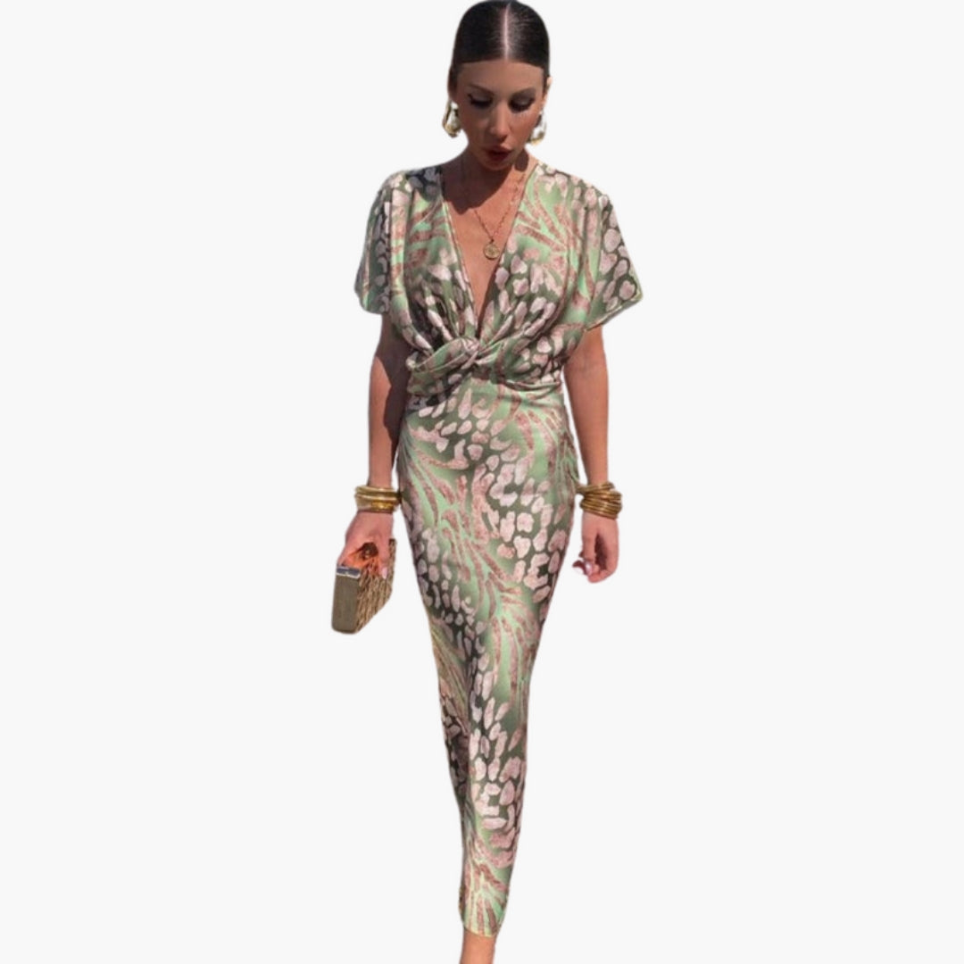 Abito donna lunghezza caviglia con scollo a V