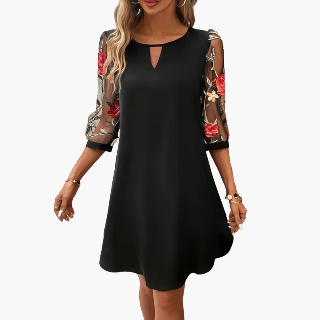Kleid für Damen knielang mit floralen Ärmeln
