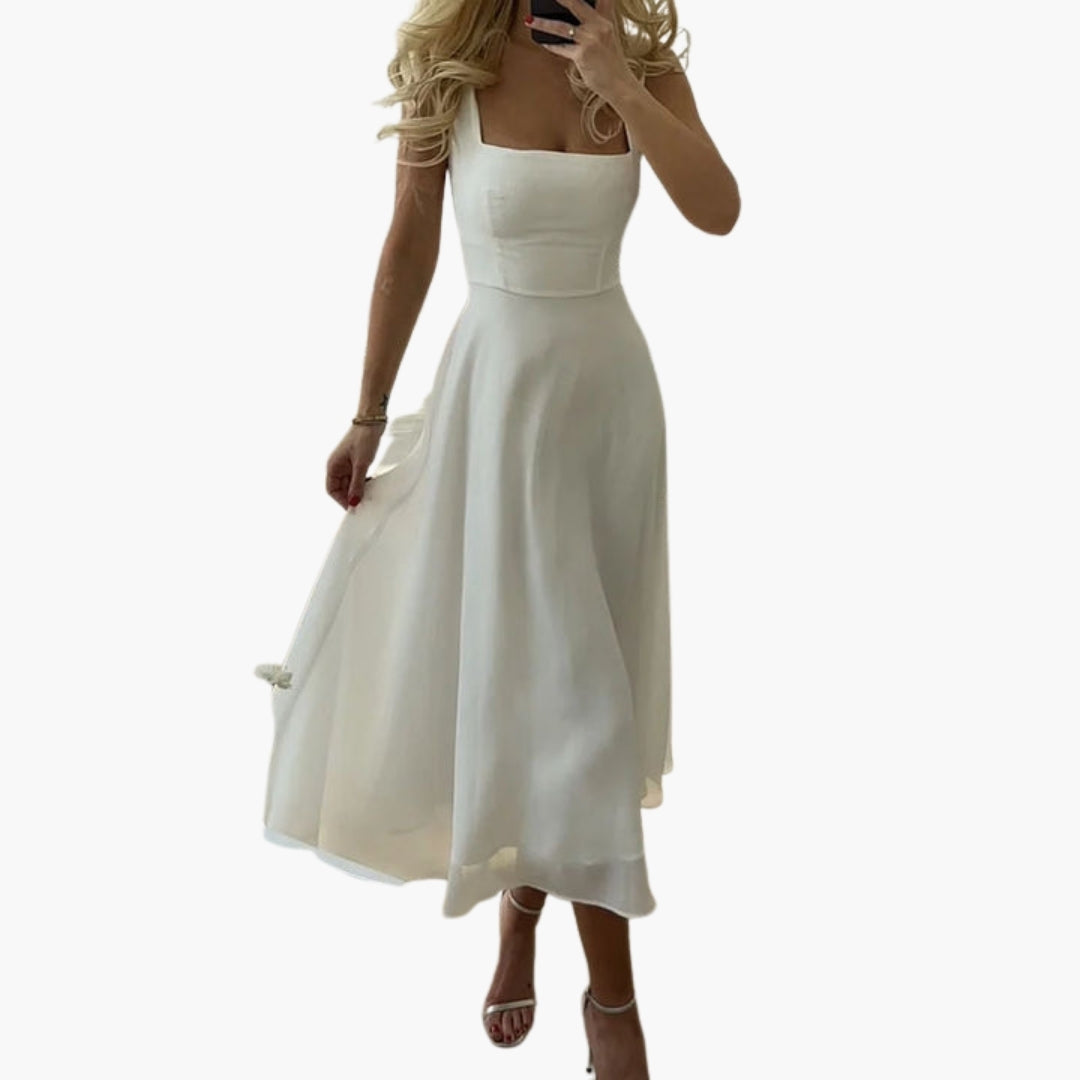 Abito donna senza maniche con scollo quadrato
