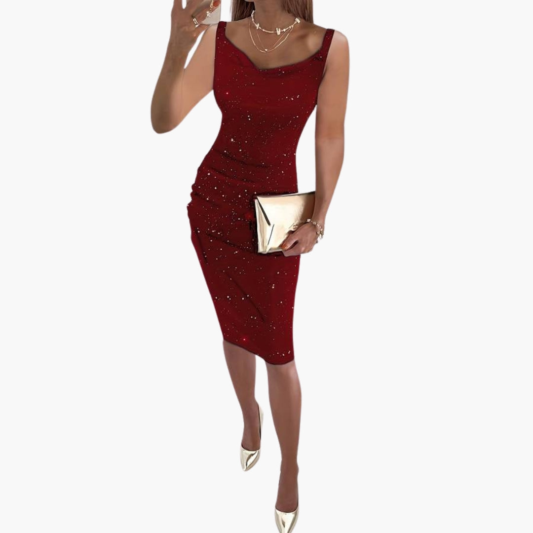 Damen ärmelloses Kleid mit glitzernder Oberfläche