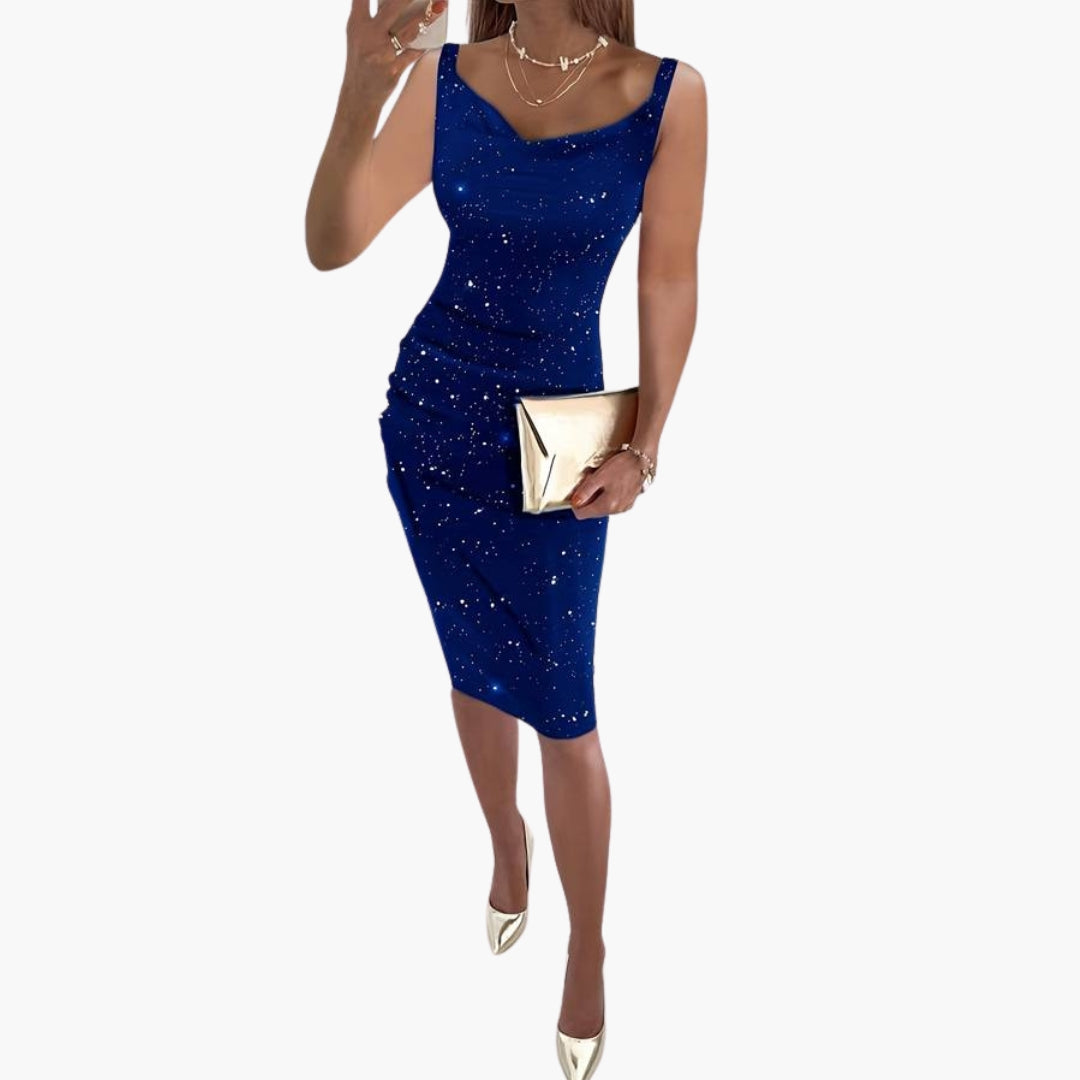 Damen ärmelloses Kleid mit glitzernder Oberfläche