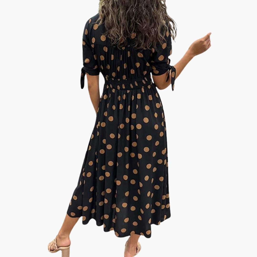 Abito midi donna con scollo a V e bottoni sul davanti