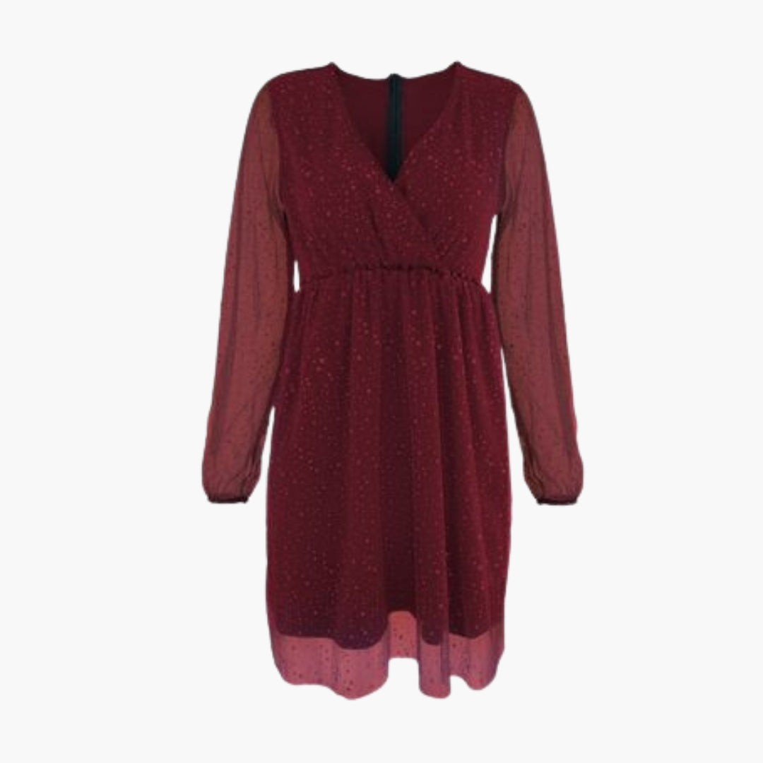Mini-Kleid für Damen mit Wickelausschnitt und Ballonärmeln