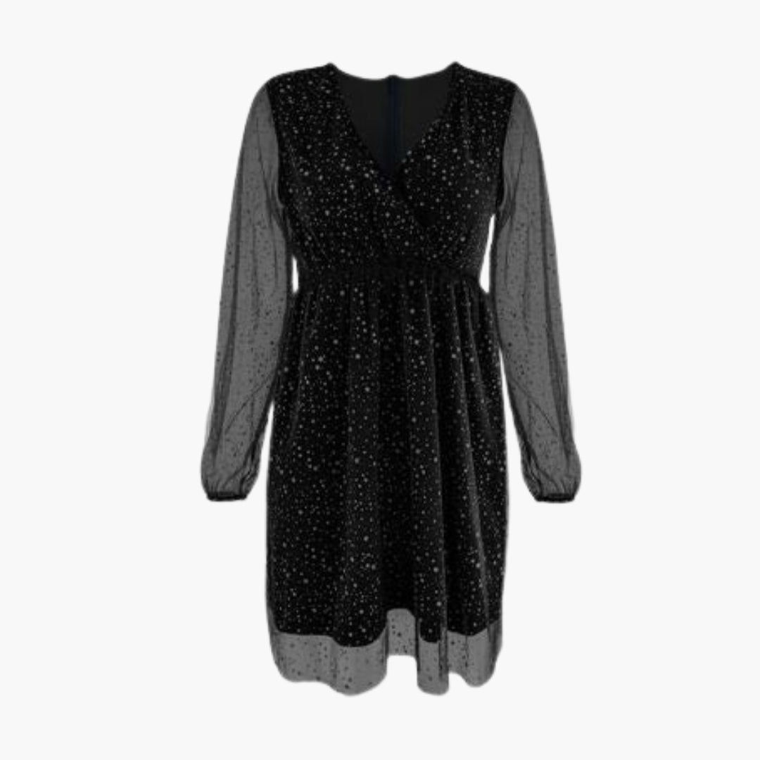 Mini-Kleid für Damen mit Wickelausschnitt und Ballonärmeln